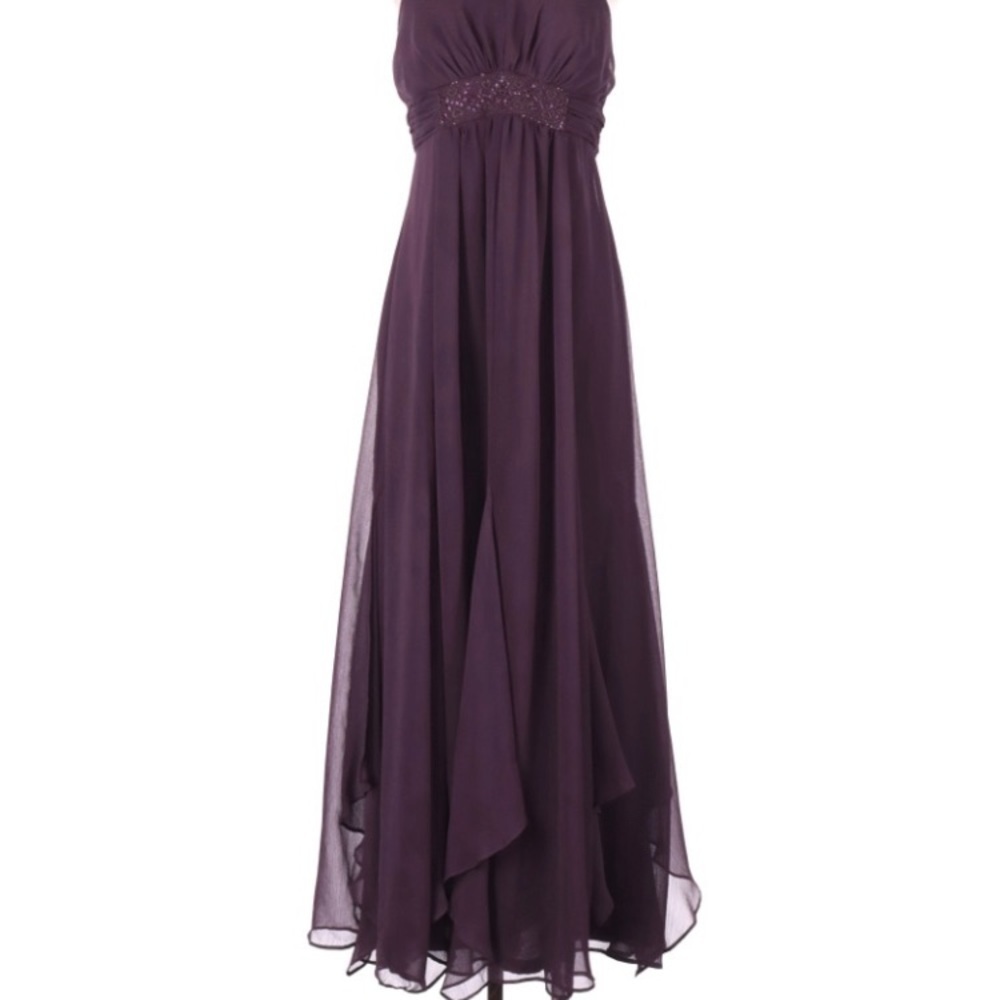DAVID’S BRIDAL EMBELLISHED DETAILS GOWN MAXI 6 PURPLE - Picture 3 of 4